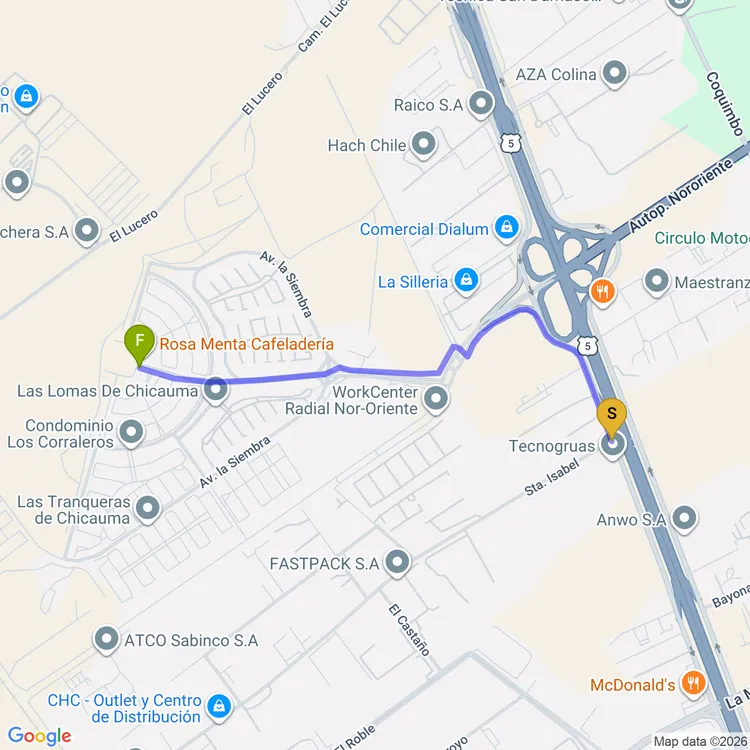 Mapa de Sendero Ciclovía El Parque
