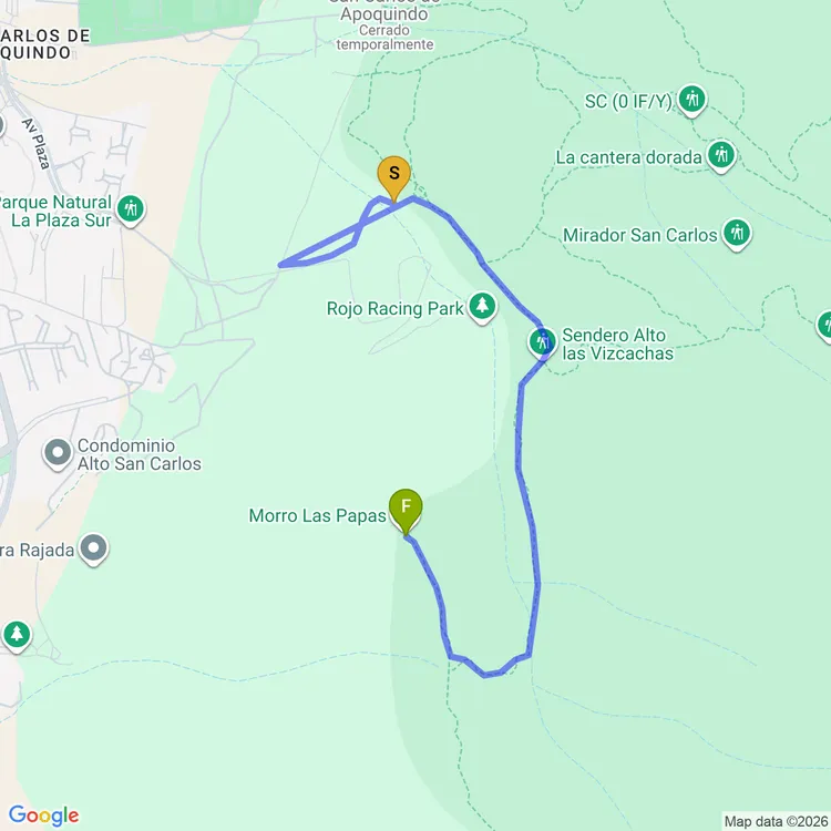 Mapa de Sendero La Plaza Sur - Morro Las Papas