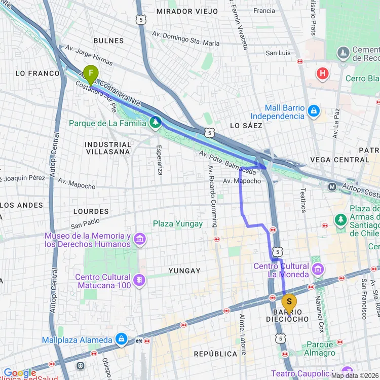 Mapa de Sendero Parque De La Familia