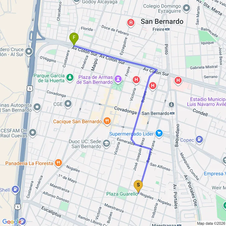 Mapa de Sendero Plaza Gabriela Mistral