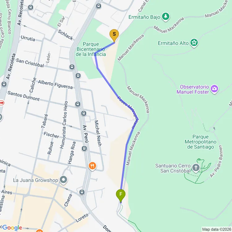 Mapa de Tramo Parque Bicentenario de la Infancia